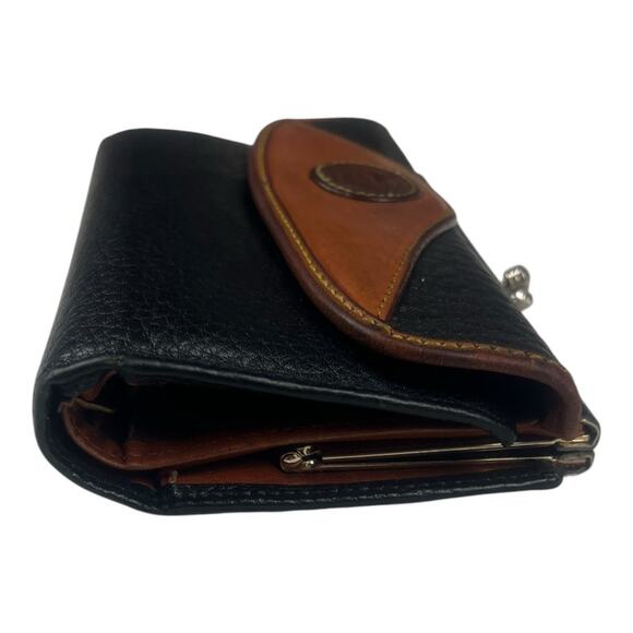 DOONEY & BOURKE Wallet Clutch Navy Blue Tan Vintage Kiss-Lock Bifold Classic - Picture 4 of 15